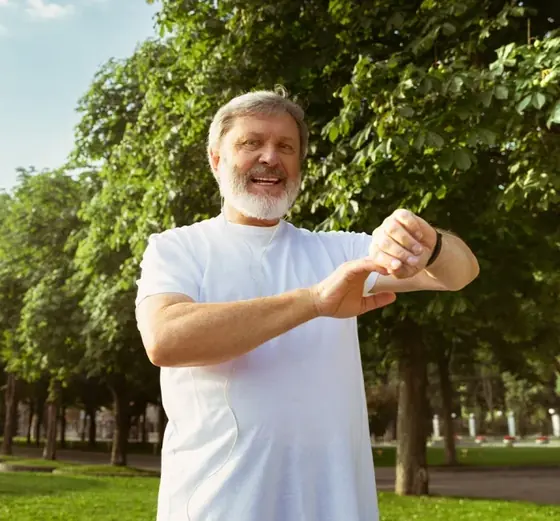 An active older man enjoying time outdoors